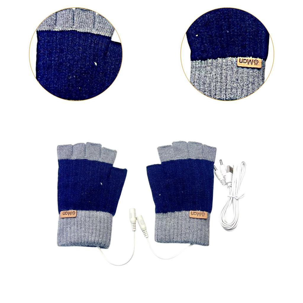 USB Heated Gloves Half Finger for Men Women Knitting Electric Heating Hand