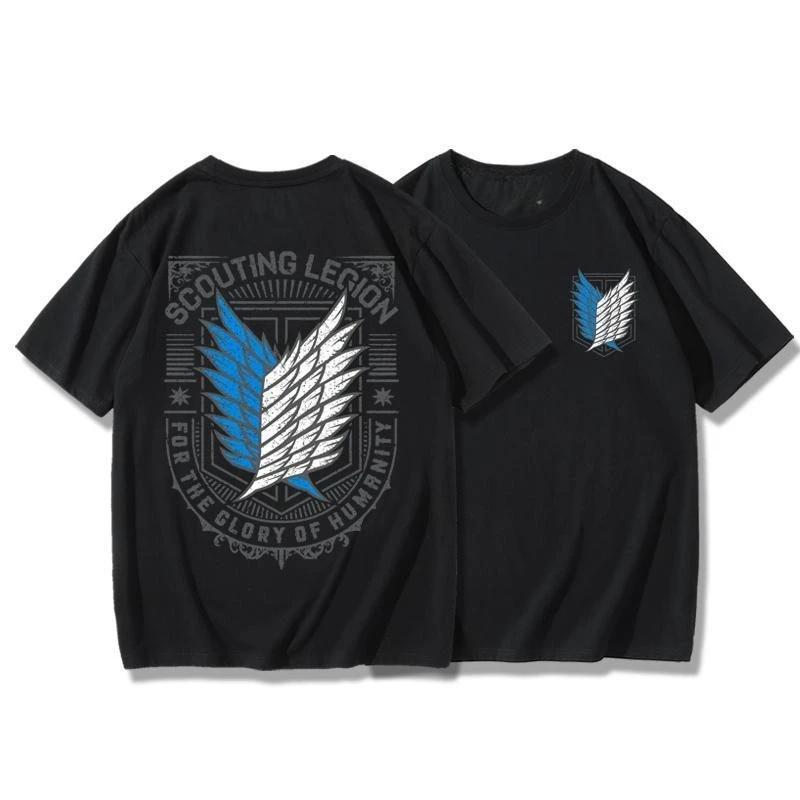 

Attack Titan T-shirt with Wings of Freedom Animation Peripheral Retro Short-sleeved Couple Pure Cotton Print Harajuku S