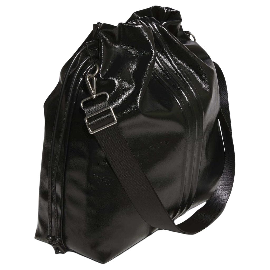 adidas Originals Trefoil Metal Logo Polyurethane Crossbody Shoulder Bag Large Women Bags Black KS5157
