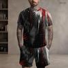Men s Plus Size Colorful Swirl Printed Round Neck Short Sleeve T Shirt And Shorts Two Piece Set
