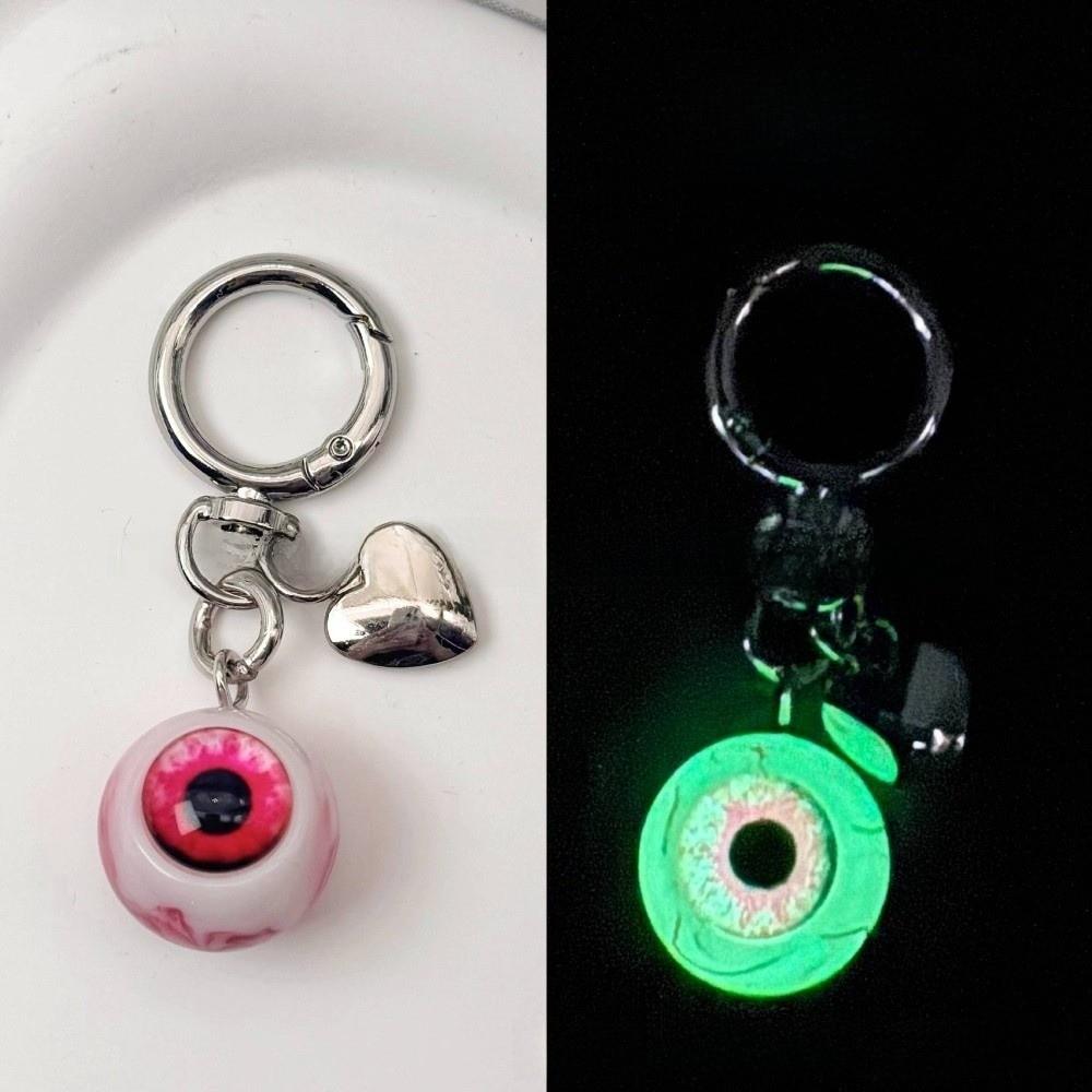 Fashion Funny Demon Eyeball Keychain Luminous Resin Bag Pendant Halloween Theme Heart Car Key Holder Gothic Fashion