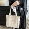 Comfortable Handle Large-capacity Canvas Bag Solid Color Women's Handbag  Student