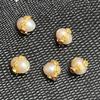 1Pc, Artificial Pearl Beads with Golden Setting and Red Gems Accents, Pink Rice Beads with Hole, for Jewelry Making DIY Materials Accessories 0.9-1cm