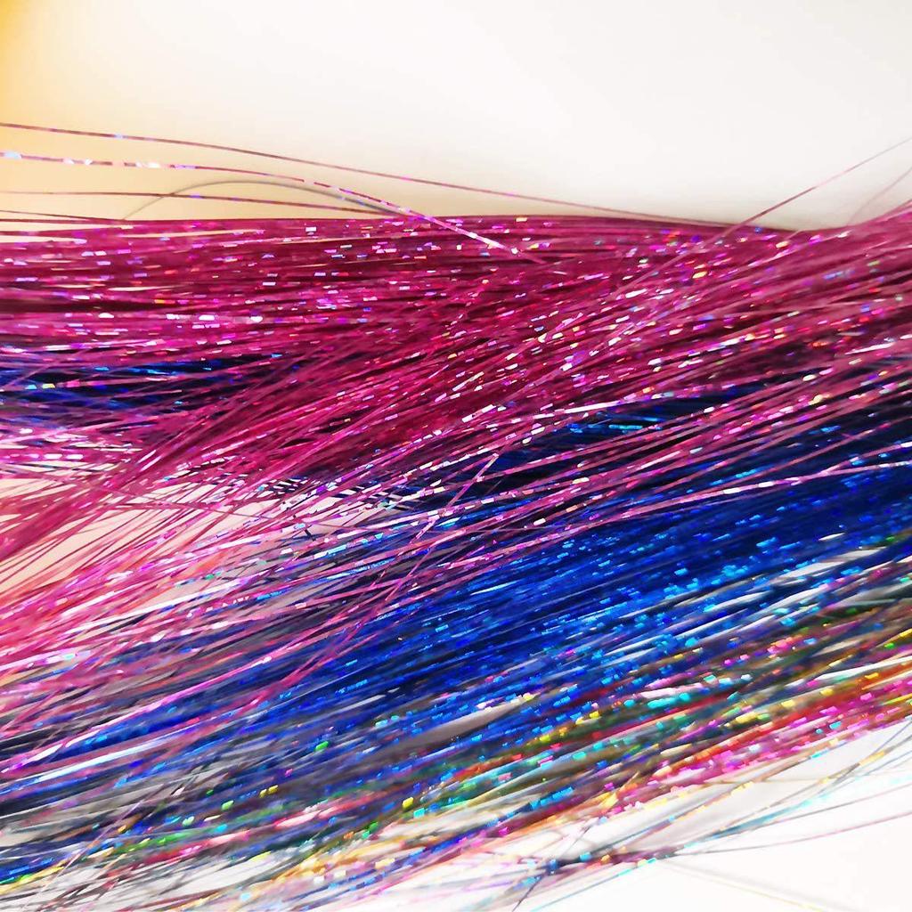 Gold Laser Tinsel Hair Extensions - Shiny Metal Wire, Colorful and Seamless.