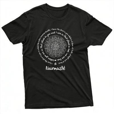Namaste Mandala Design Sommer Herren T-Shirt Spiritueller Yoga Stil Unisex Lässig Bequemes T-Shirt Hohe Qualität Baumwolle T-Shirts