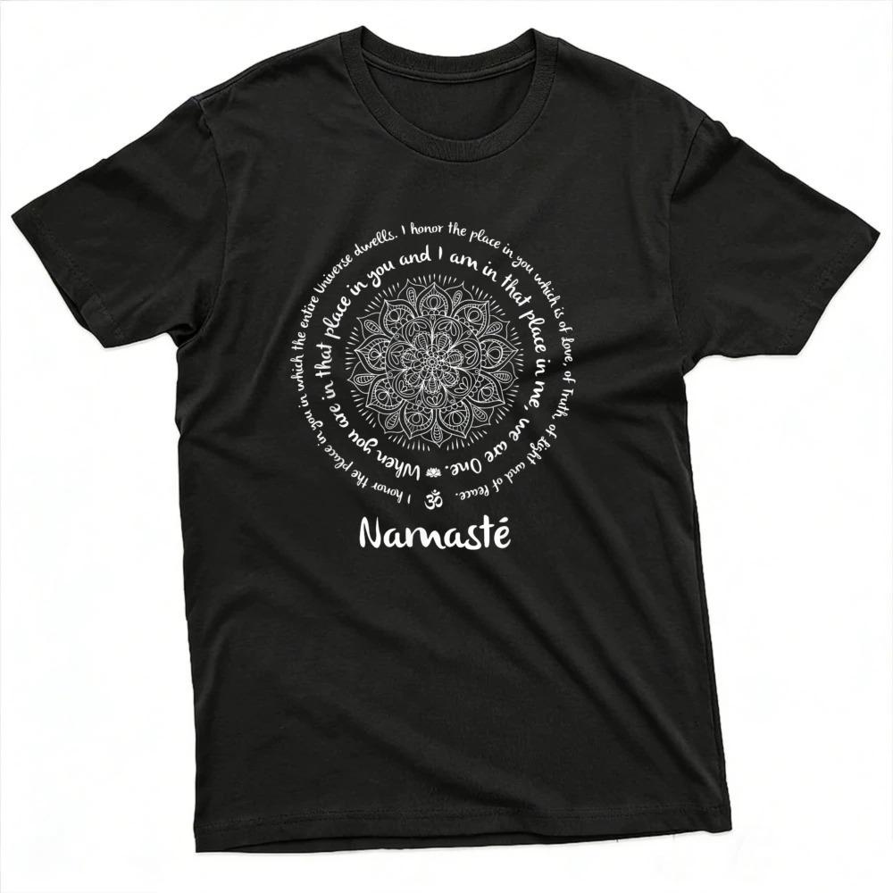 Namaste Mandala Design Summer Men TShirt Spiritual Yoga Style Unisex Casual Comfortable T Shirt High Quality Cotton Tees