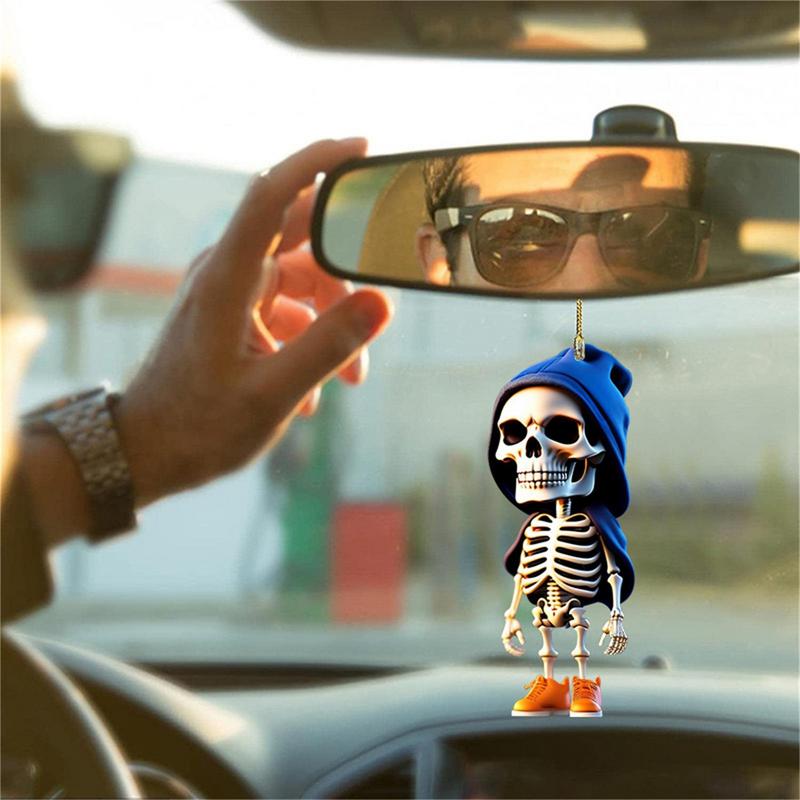 Skeleton Model Car Skeleton Figurine Skull Statue Decorative Rearview Mirror Pendant Accessory Accessories Pendant Decoration