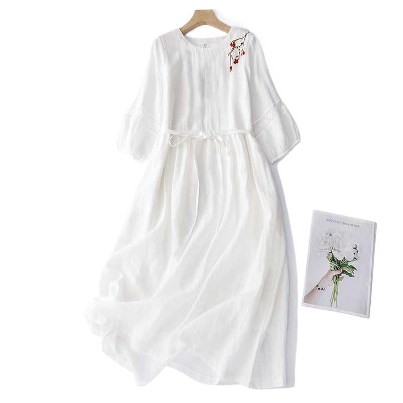 

White Embroidered Vacation Jumpsuit Long Skirt M білий