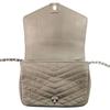 Used AUTHENTIC CHANEL Chain Shoulder Bag Chevron CC Mark gray Leather