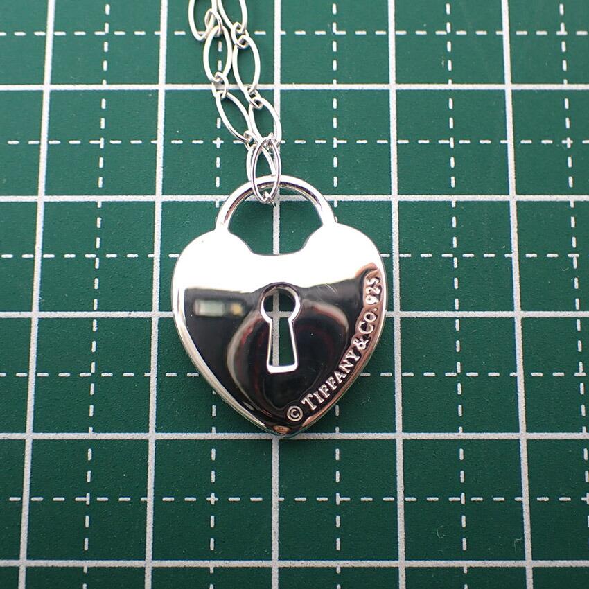 [Pre-owned] TIFFANY 925 Keyhole Heart Pendant Necklace J112-5