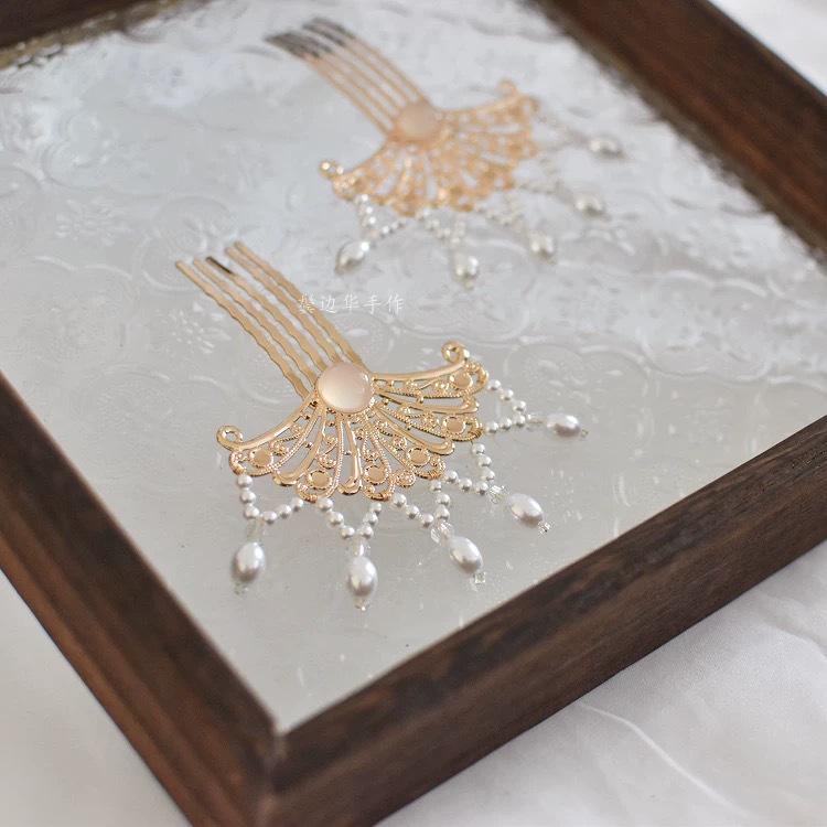 Pearl Hairpin with Tassel: Retro Hanfu Headdress In Ancient Tang-Ming Style