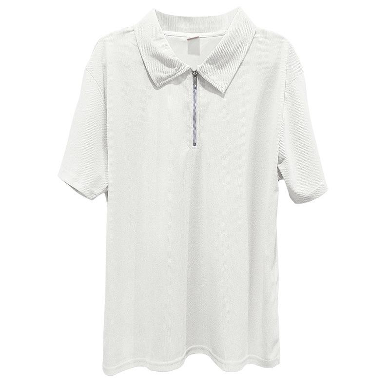 Completo estivo da uomo tinta unita con risvolto, manica corta, cerniera, pantaloni