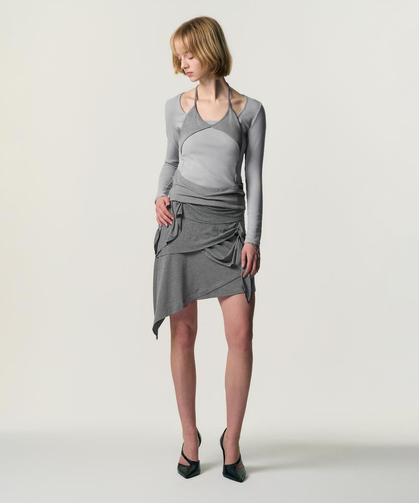 Kimjisu Soft-Drape Jersey Skirt_Grey