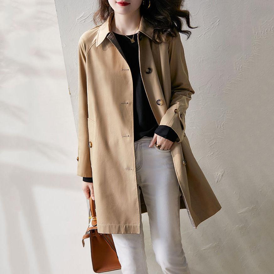 Trench Coat Women's Medium and Long Autumn Models, Small Casual Temperament Women's Coat Coat