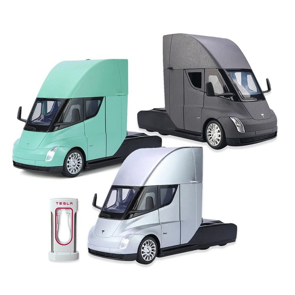 Tesla Semi Elektrische Vrachtwagen 1:24 Schaal Diecast Legering Pull-Back Modelauto - Zilver