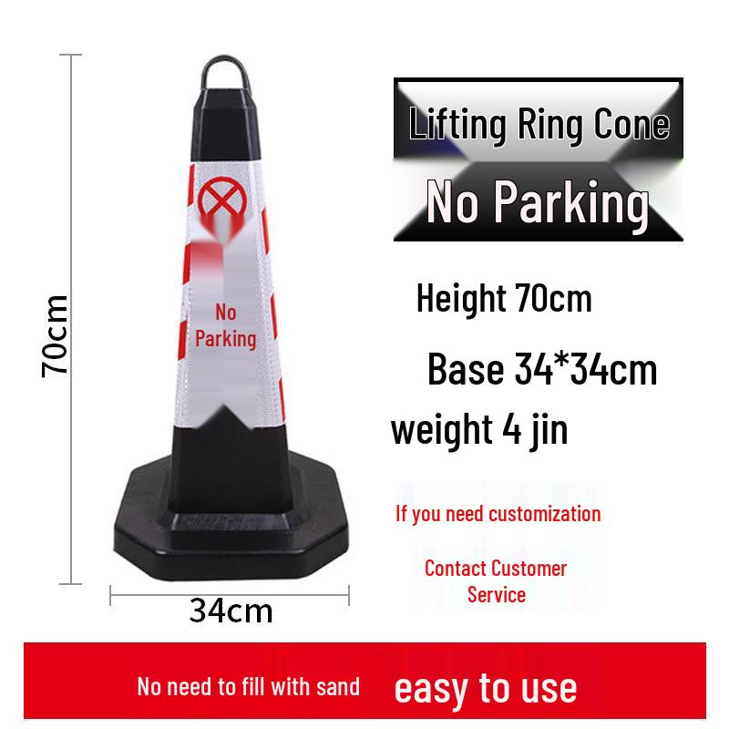 70cm Reflective Rubber and PVC Traffic Cone - No Parking Ice Cream Cone Design