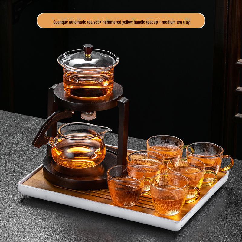 High-end Chinese Automatic Kung Fu Tea Set with Glass Teapot & Teacups