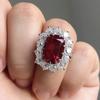 Delicate Square Flower Silver Color White Red Stone Rings Fashion Metal Party Rings for Women Jewelry