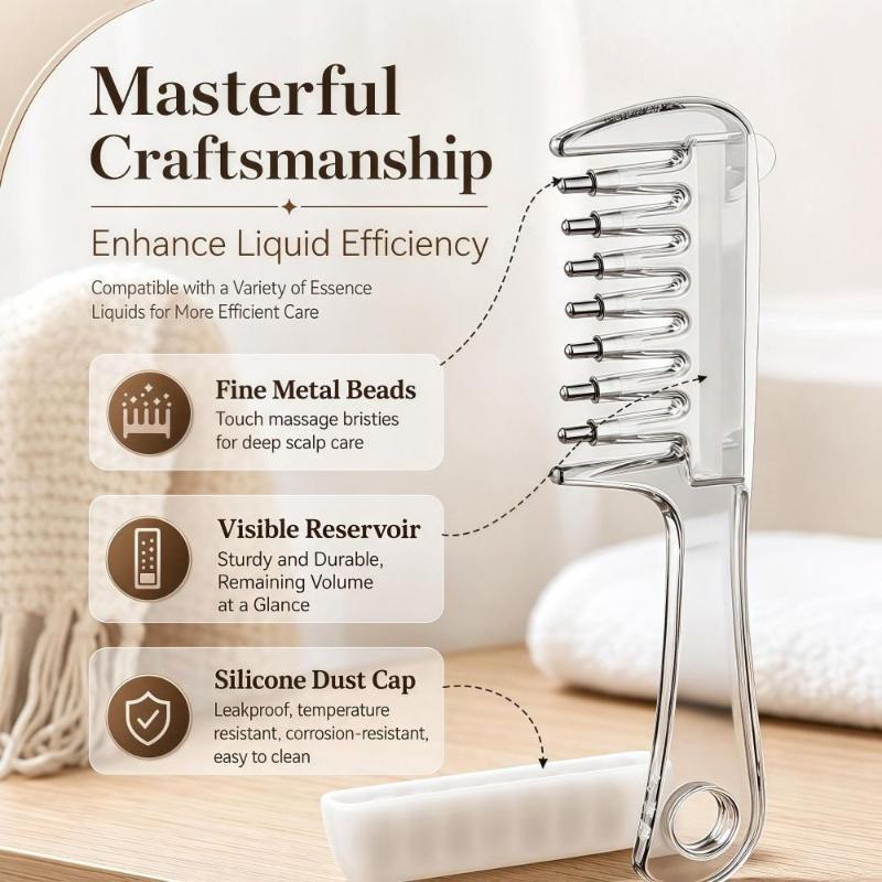 Unisex Essential Oil Massage Comb with Built-In Liquid Reservoir Anti-Leak Hair Care Massager for Daily Home Use
