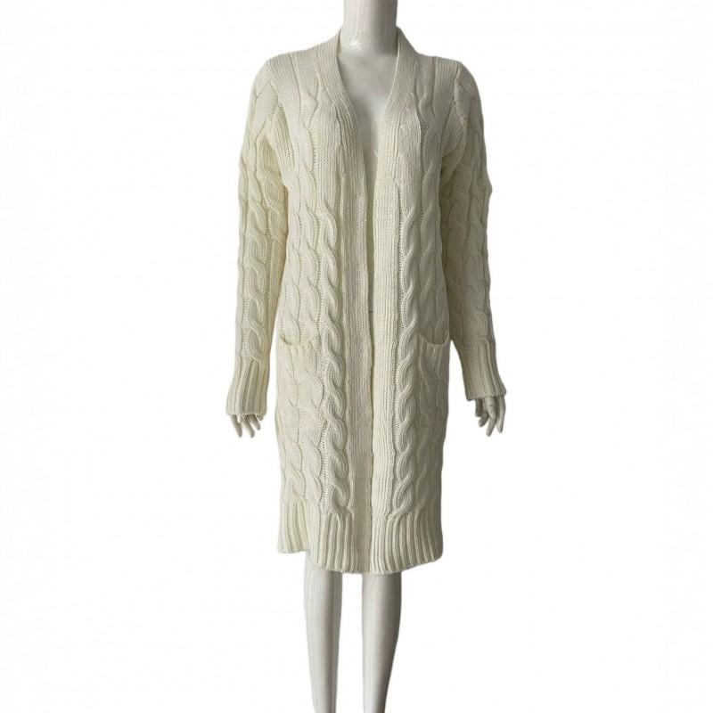 Womens Oversized Knit Cardigan Long Sleeve V-Neck Loose Fit Mid-Length Sweater Coat Winter