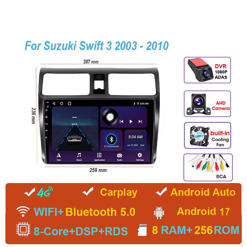 Car Radio Android 17 For Suzuki Swift 2003-2010 Navigation Multimedia Video Player Carplay Auto Head Unit BT Stereo GPS 4G WIFI