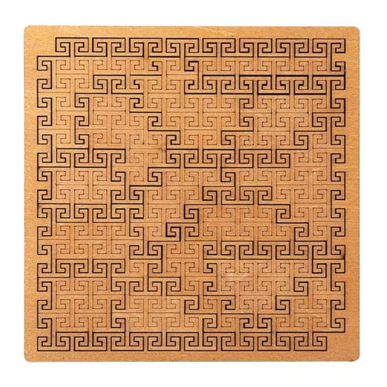 Wooden Fractal Tray Jigsaw Puzzle with Frame Reverse Thinking Impossible Difficult Puzzle Challenge Game Kids Adults Educational Irregular Puzzle Toy