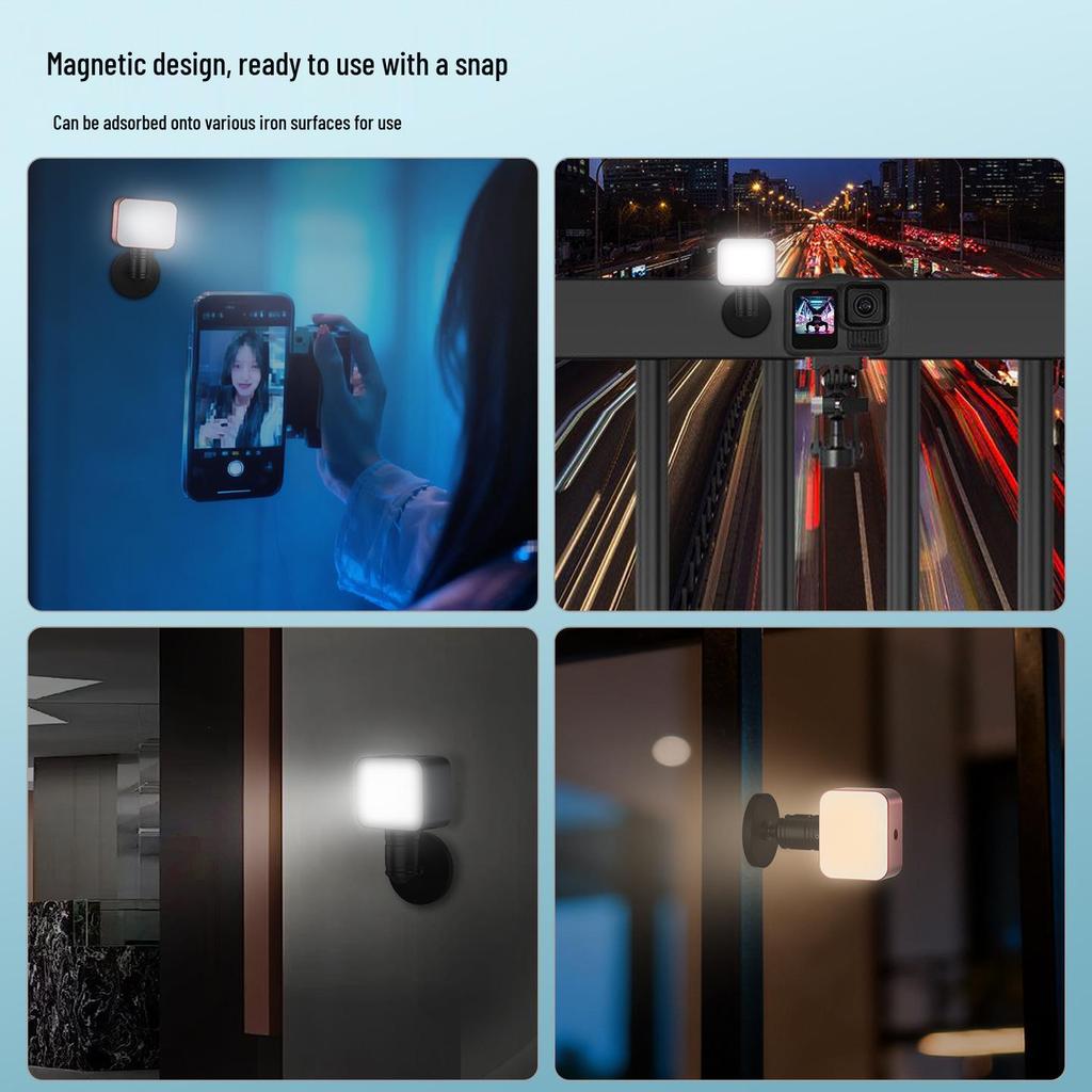 Compact Rechargeable Fill Light with Adjustable Brightness for Mobile Live Streaming and Selfies