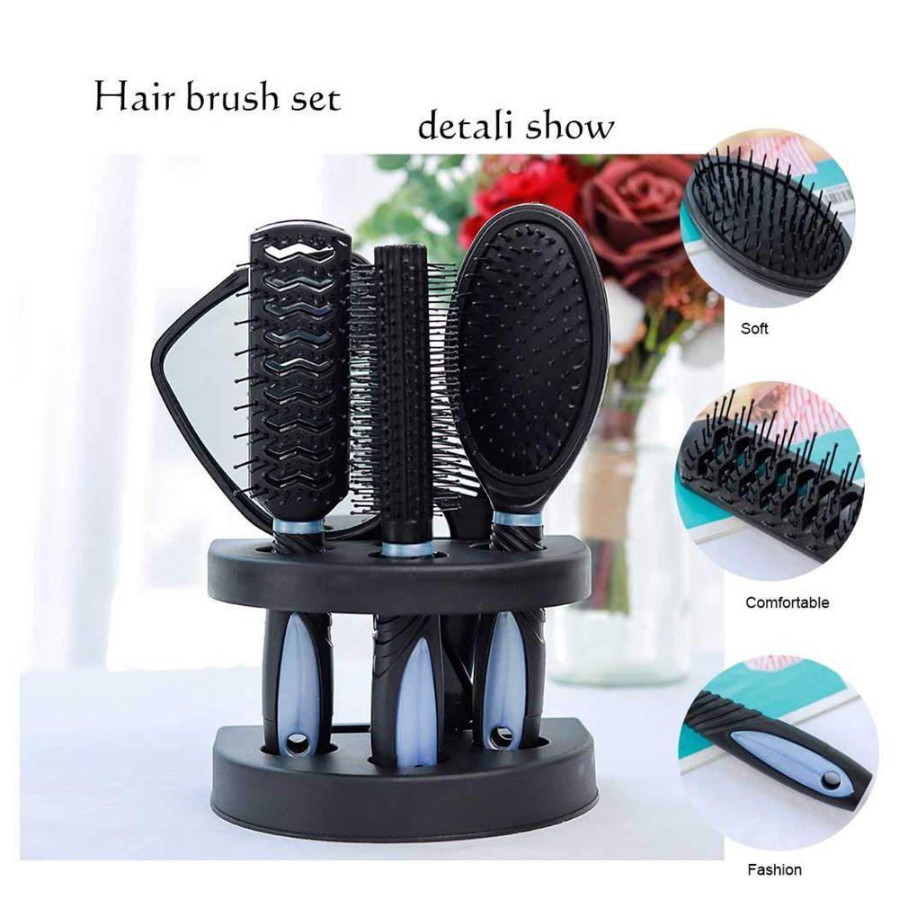 Salon Professional Hair Brush Set Hair Brush Comb Mirror Set Mirror Stand Holder Massage Comb