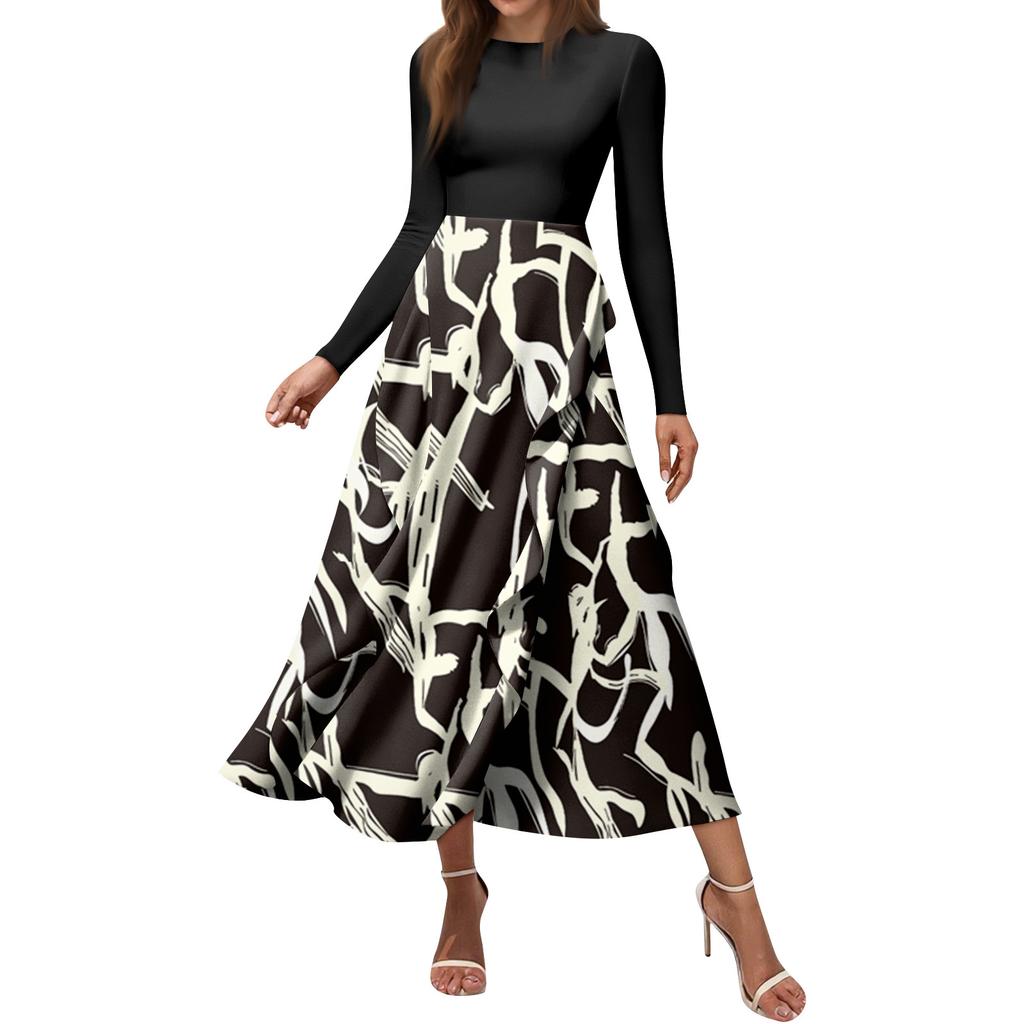 Women's Fashion Floral Print Ruffle Dress