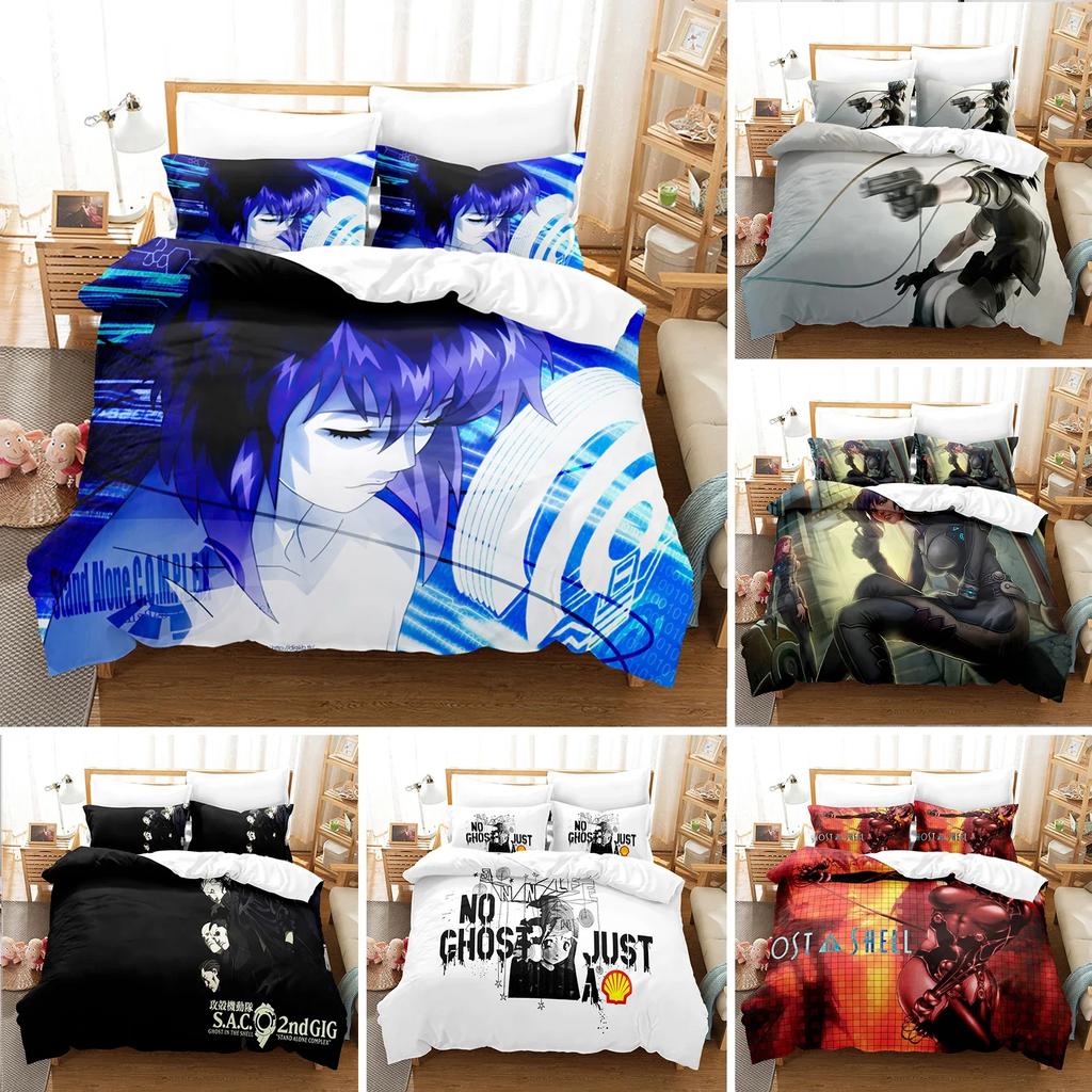 Anime Ghost In The Shell Comfortable Duvet Quilt Cover Pillowcase Bedding Set Children Bedroom Decoration Home Textile