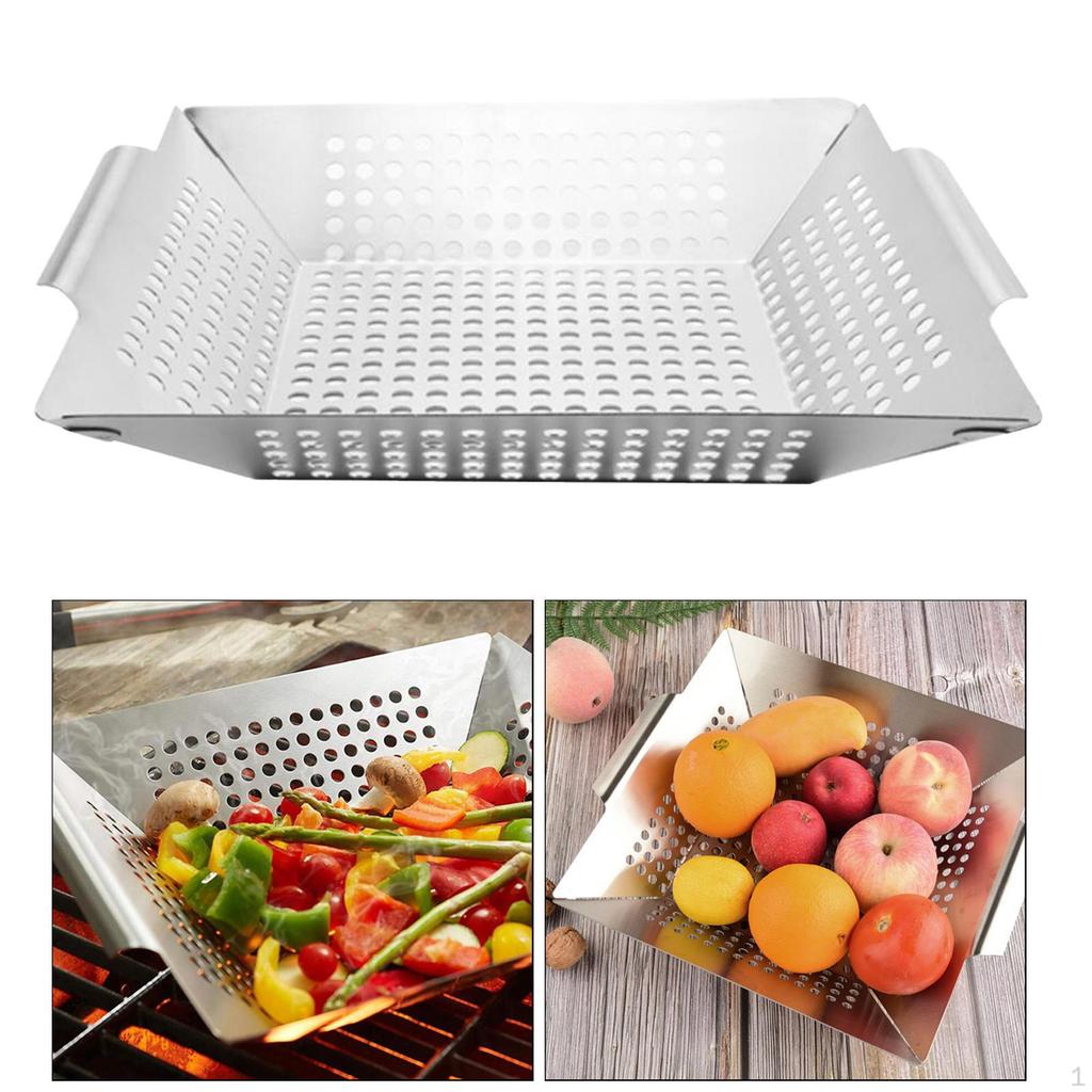 Barbecue Grill Basket for Meat Large Square Wok BBQ Accessory