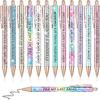 Glenmal 12-Piece Glitter Ballpoint Pen Set - Funny Word Pens for Adults - Office Negative - Blue, Pink, Yellow, Fish Scale Patterns