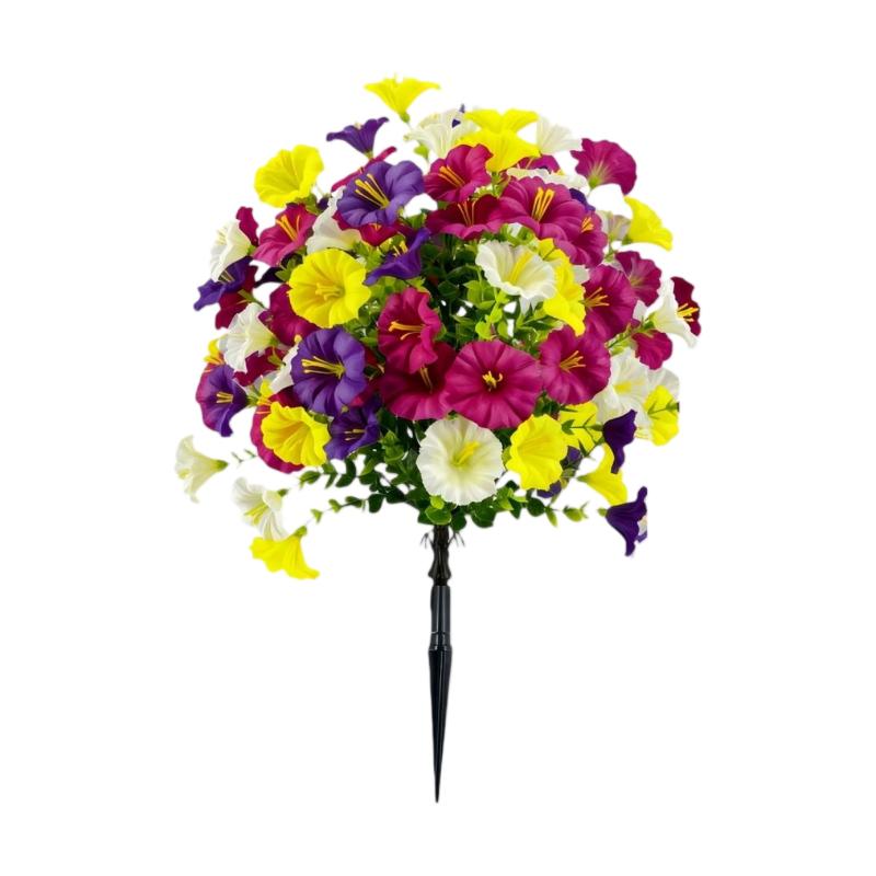 Garden Camp Decor Artificial Morning Glory Flowers with Ground Stake for Outdoor Yard