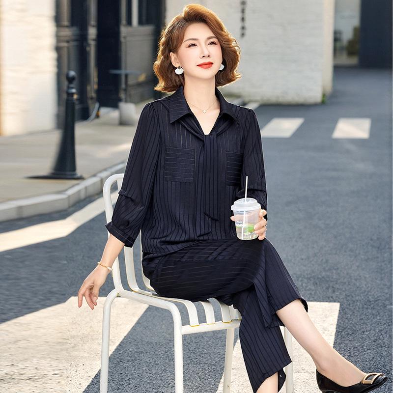 

Women s Casual Striped Summer Suit Set 2026: Loose Fashion Slimming Two-Piece with Wide-Leg Pants. 5XL (Recommend 73-80 kg)