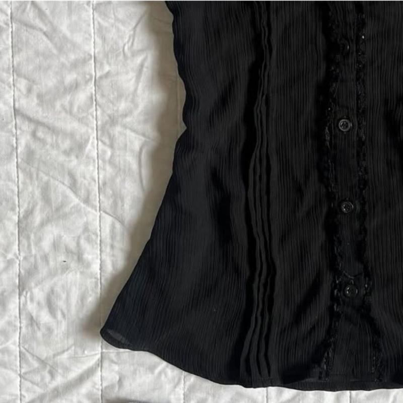 2025 Spring Summer New Wine Red Ruffle Collar Shirt Women Vintage Design Slim Fit Casual Tops Elegant Style Korea Fashion Tops