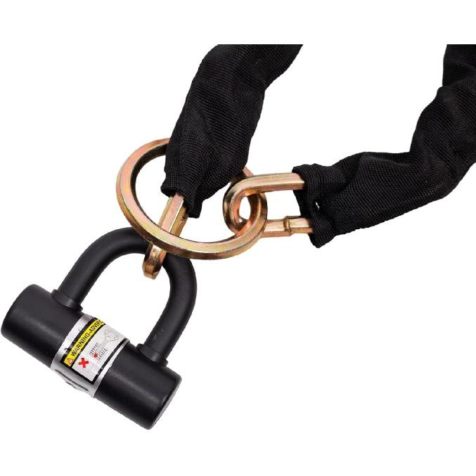 Motorcycle Chain Locks 4ft Heavy Duty Square Link Bicycle Chain Lock Gold Lock for Motorcycles, Scooters, Gates and More