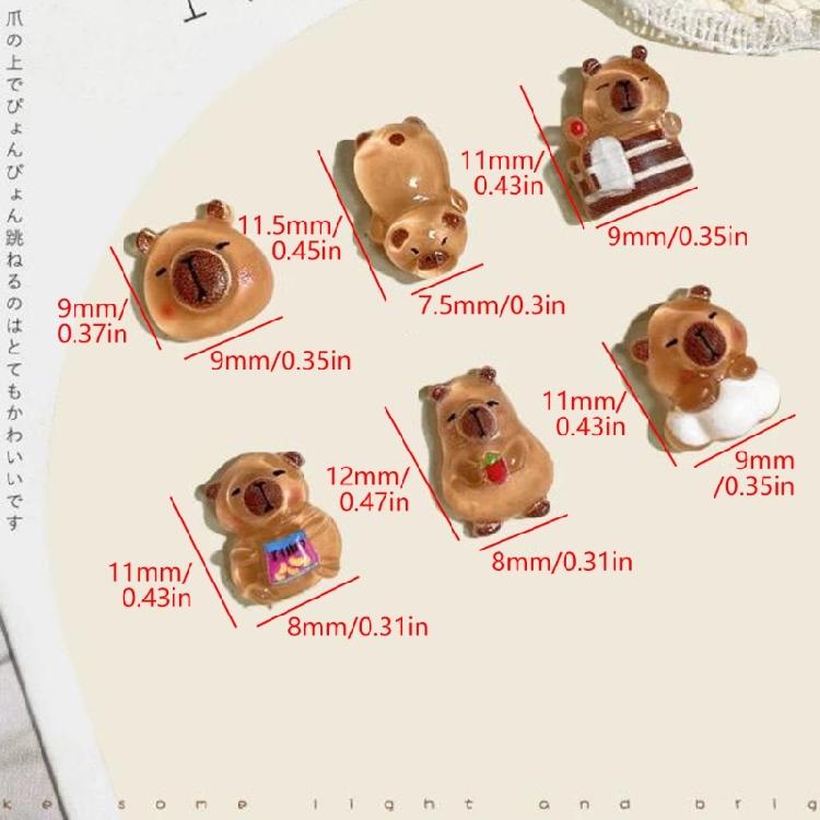 100pcs Capybara Miniatures Animal Figurines Garden Landscape Dollhouses Desk Ornaments DIY Craft Nail Charms Decoration
