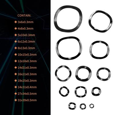 ABYA 320Pcs Carbon Steel Compression Type Wavy Wave Crinkle Spring Three Wave Washers Assortment Kit