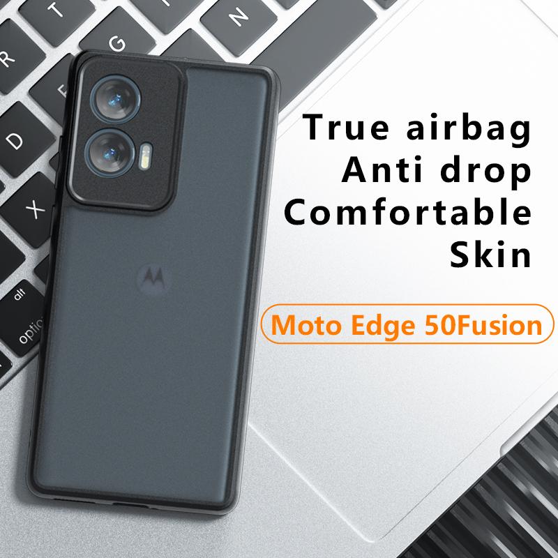 

For Motorola Edge 50 Fusion 5G Case Skin-Touch TPU+PC Matte Phone Shell,Transparent Black A