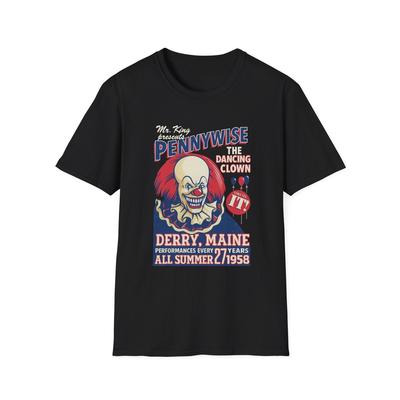 T-shirt Clown Pennywise, T-shirt Film d'Horreur, Cadeau pour Fan de Stephen King, Clown Effrayant