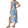 Robe d'été longue pour femme, sans manches avec fente latérale, longue robe débardeur imprimée pour Pâques
