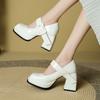 French Mary Jane High Heels Women's Short 2025 Early Spring Retro Square Head Women's Shoes Waterproof Table Thick Heel Single Shoes Women