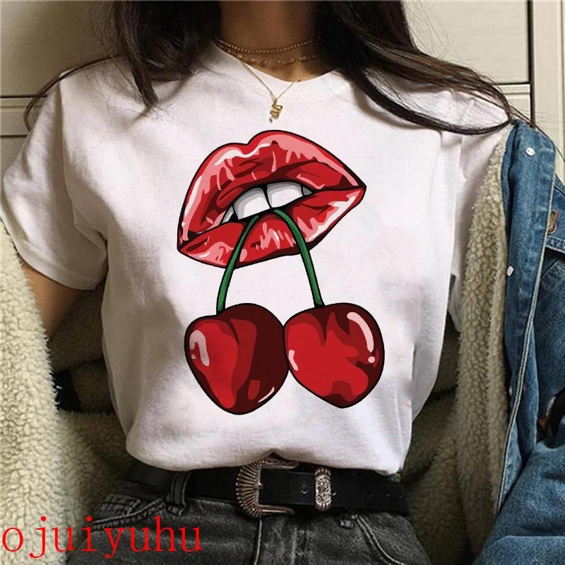 Süße Erdbeere Kirsche Casual T-Shirts Gothic T-Shirt Harajuku 90er Jahre T-Shirt Frauen Sommer Tops Streetwear Kleidung