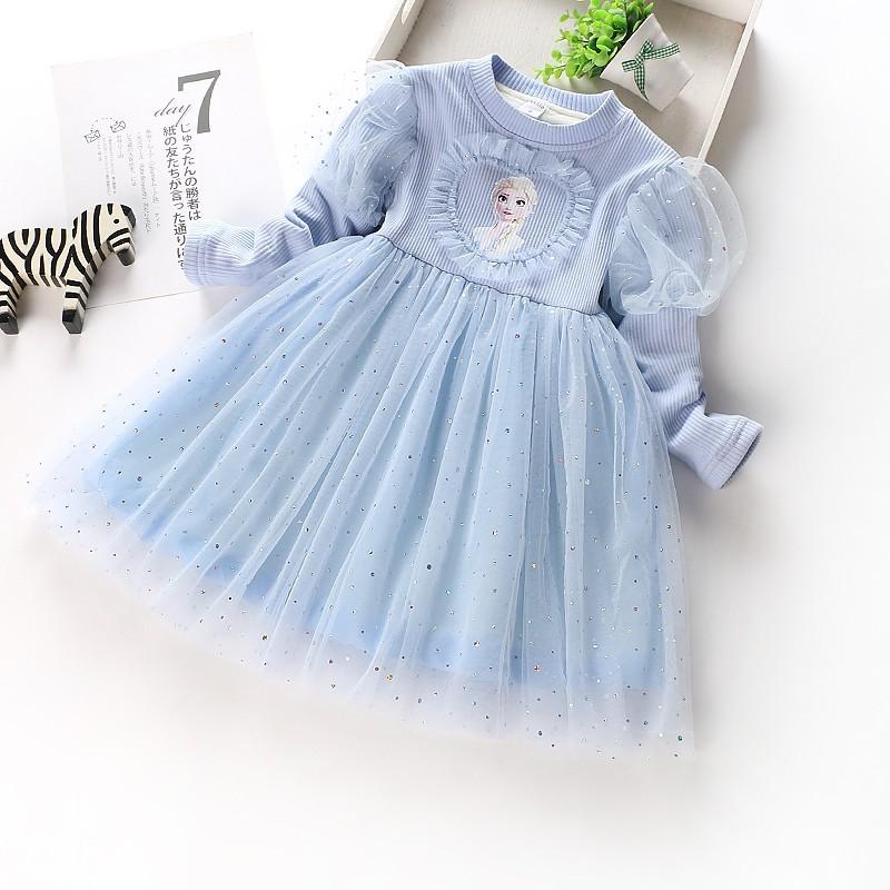 Girls Dress Autumn and Winter Baby Cotton Long Sleeve Mesh Skirt Little Girl Star Aisha Princess Dress