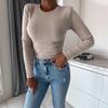2023 Trendy Women's Knit Top: Autumn/Winter Solid Color, Round Neck, Long Sleeve