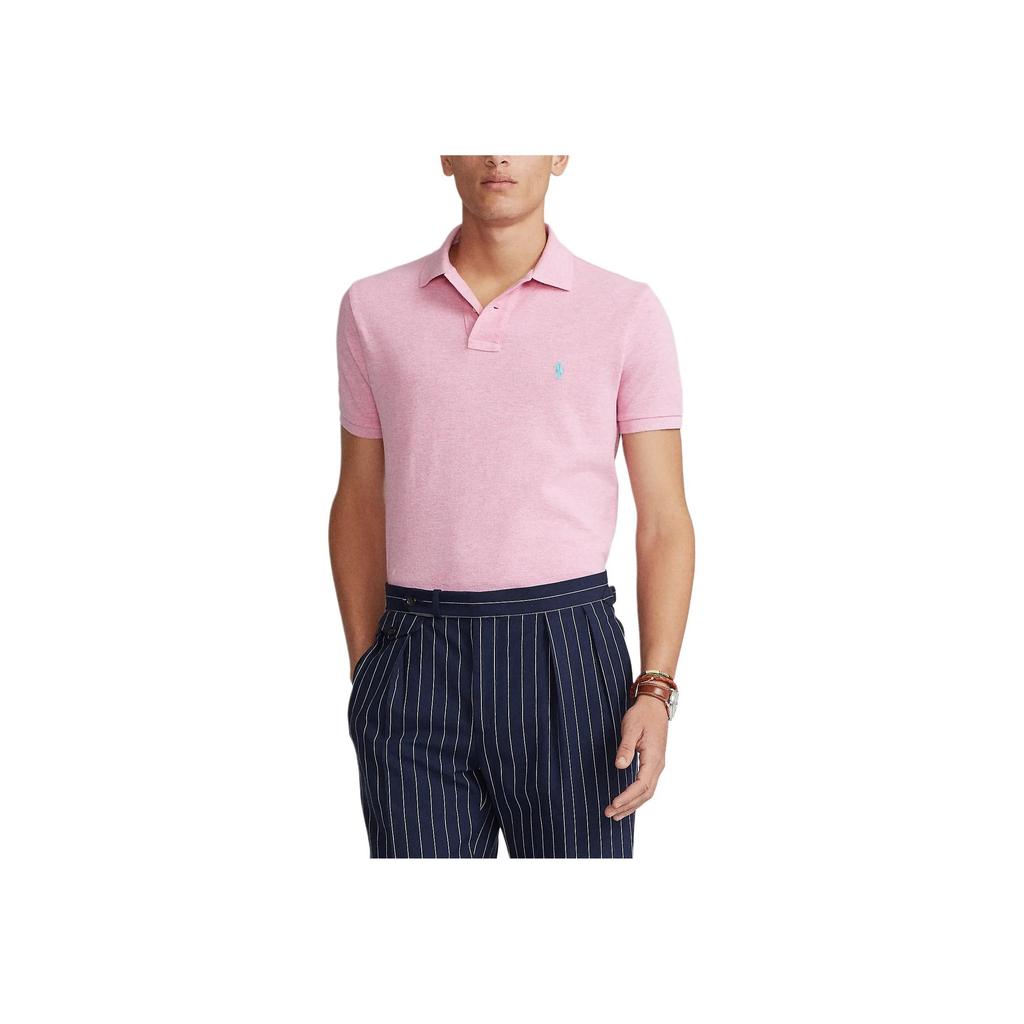 Polo Ralph Lauren Solid Color Logo Embroidered Slim Fit Short Sleeve Polo Shirt Men Tops Pink MNPOKNI1N821146-650