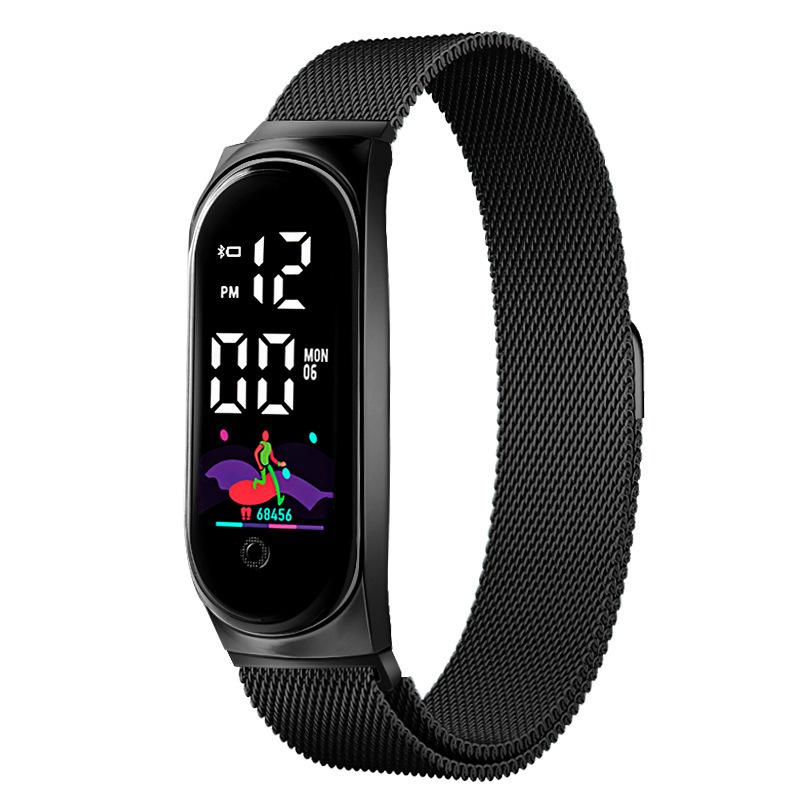 New LED Student Electronic Watch Innovative Colorful Waterproof Milan with Alloy Touch Screen LED Bracelet Watch
