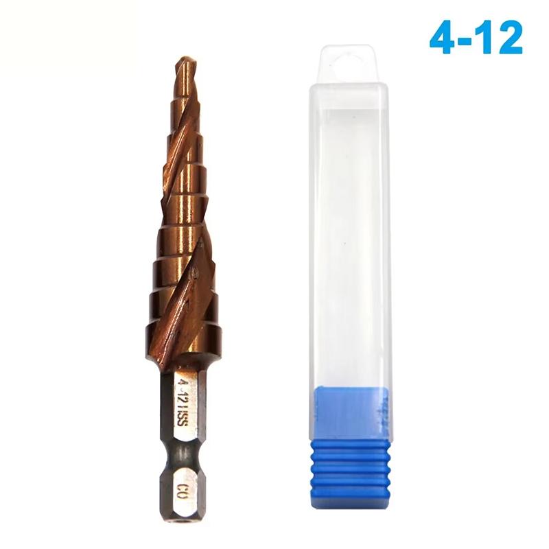 M35 Cobalt Containing Hexagonal Spiral Step Drill Stainless Steel Tapping 3-12/4-12mm Pagoda Drill Cutting Tool Drill Bit Tool