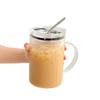 32 Oz Glass Mug with Straw and Lid, Large Capacity Glass Mug, Clear Drinking Glass for Juice Water and Iced Coffee