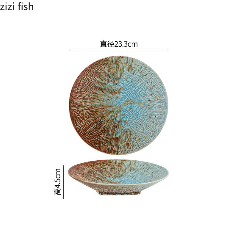 Creative Texture Ceramic Deep Plate Vintage Salad Plate Thick Soup Plate Dessert Pasta Plates RestaurantFeatured Tableware